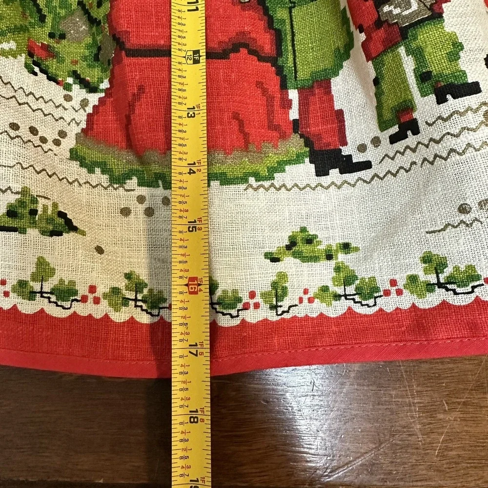 Vintage Linen Half Apron Kitchen Retro Noel Christmas Victorian Carolers